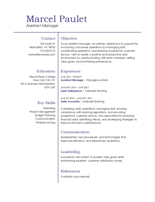 Basic management resume